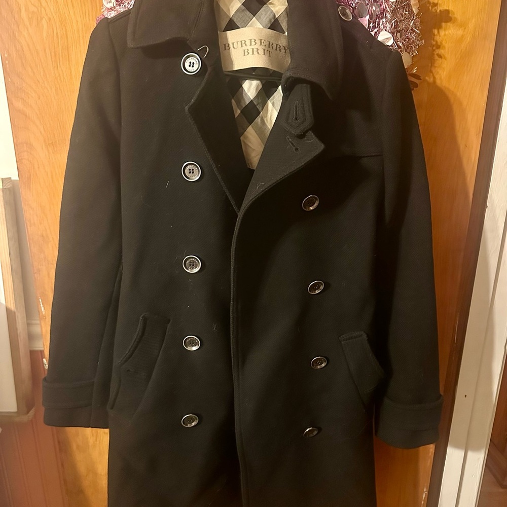Burberry Black Double-Breasted Pea Coat